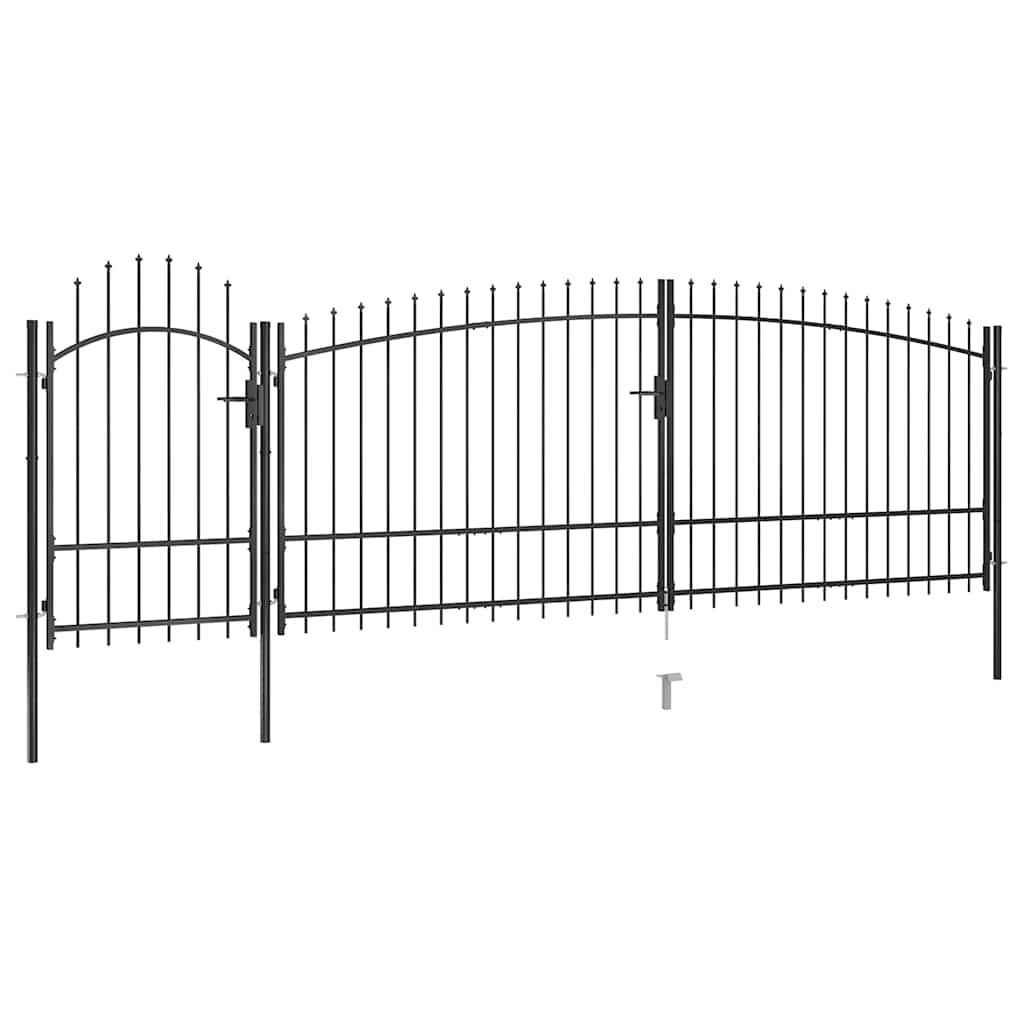 Garden Gate Black Double 5m Steel Driveway Fence Lockable Arched Woerden 5 x 2 m