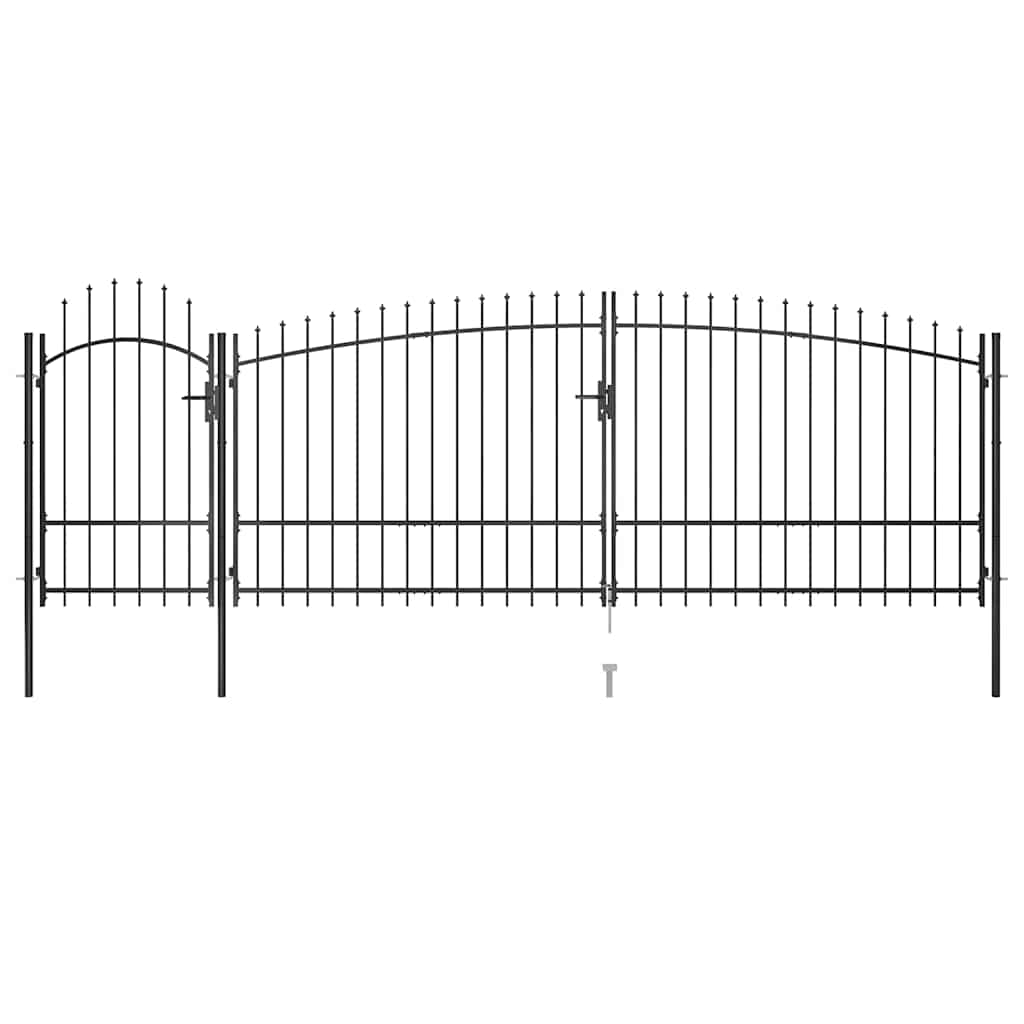 Garden Gate Black Double 5m Steel Driveway Fence Lockable Arched Woerden 5 x 2 m