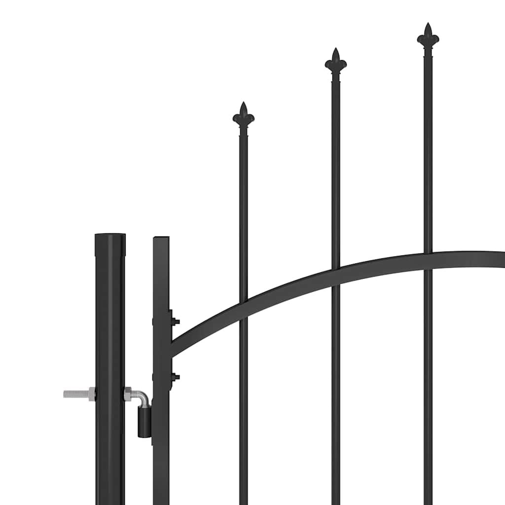 Garden Gate Black Double 5m Steel Driveway Fence Lockable Arched Woerden 5 x 2 m