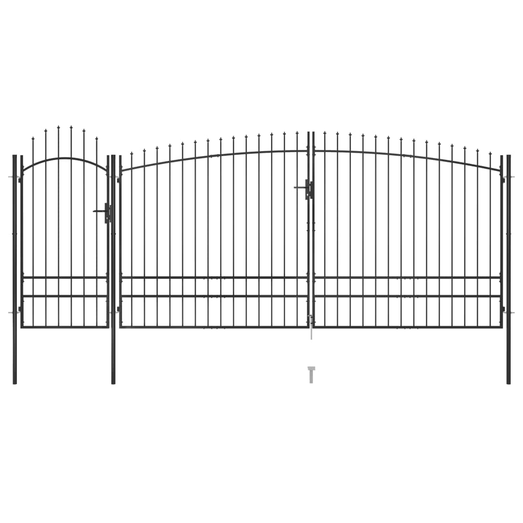 Garden Fence Gate Woerden With Spear Top 5X1.25 M Black