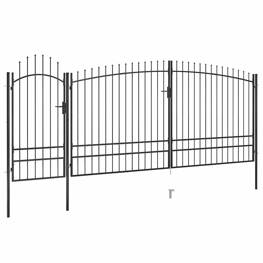 Garden Gate Black Double 5m Steel Driveway Fence Lockable Arched Woerden 5 x 2 m