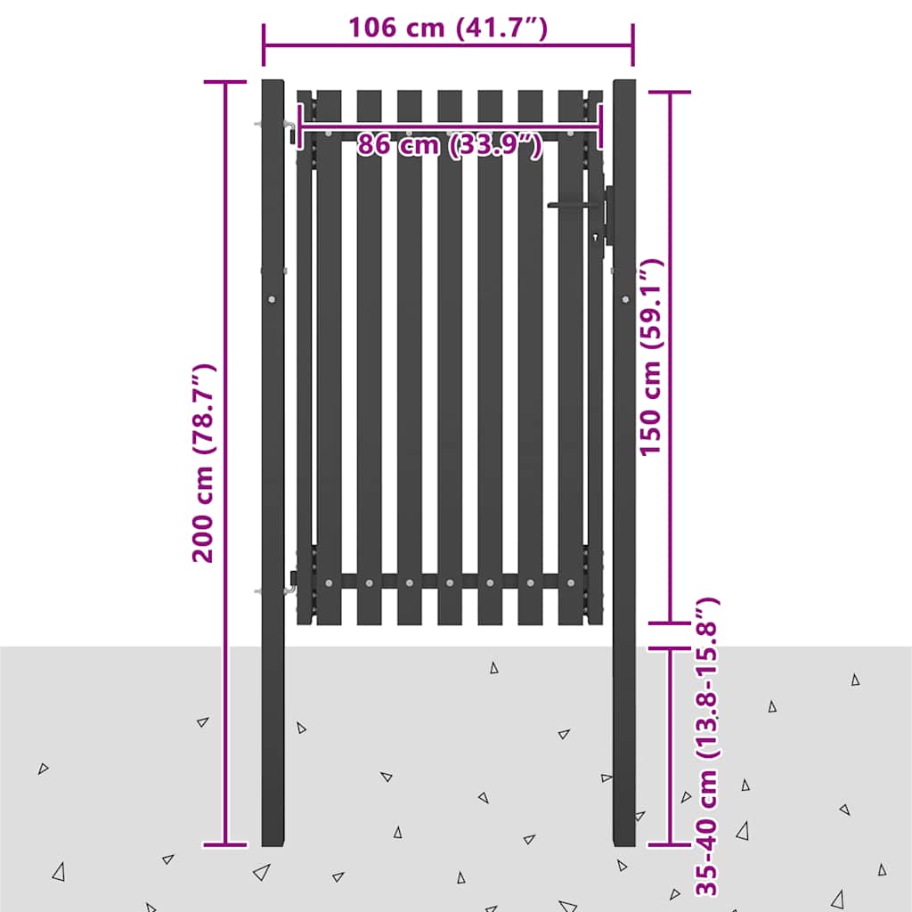 Garden Fence Gate Steel Anthracite