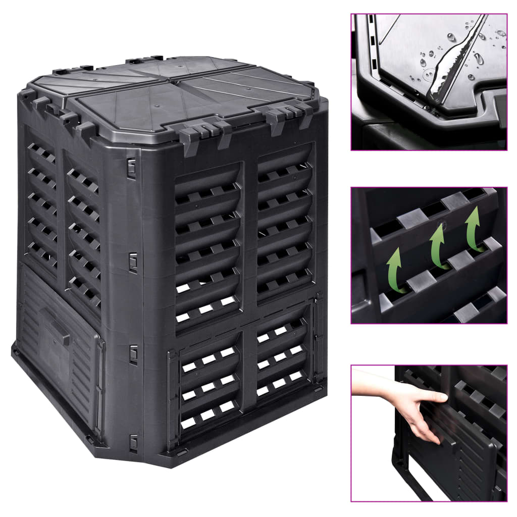 Garden Composter Black 93.3X93.3X80 Cm
