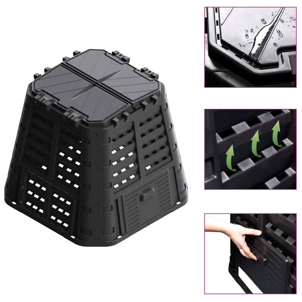 Garden Composter Black 93.3X93.3X80 Cm