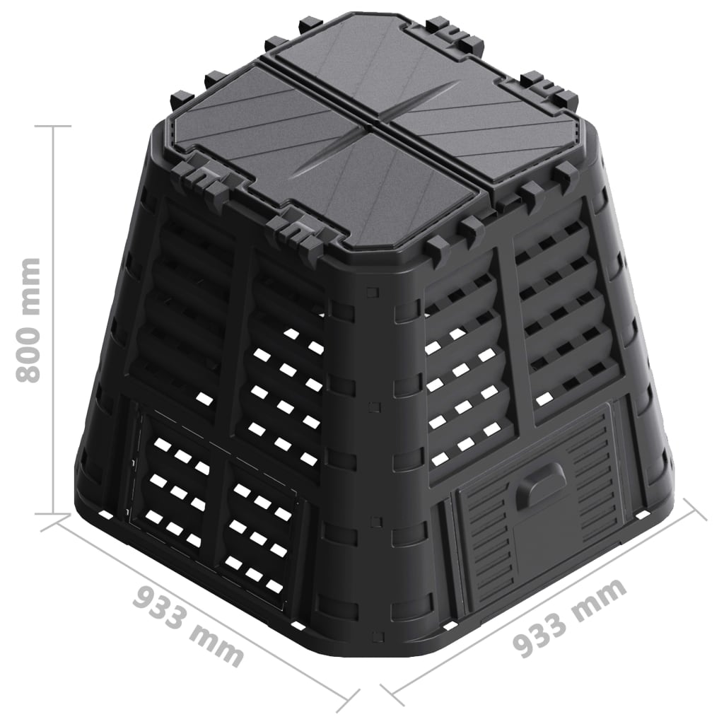 Garden Composter Black 93.3X93.3X80 Cm