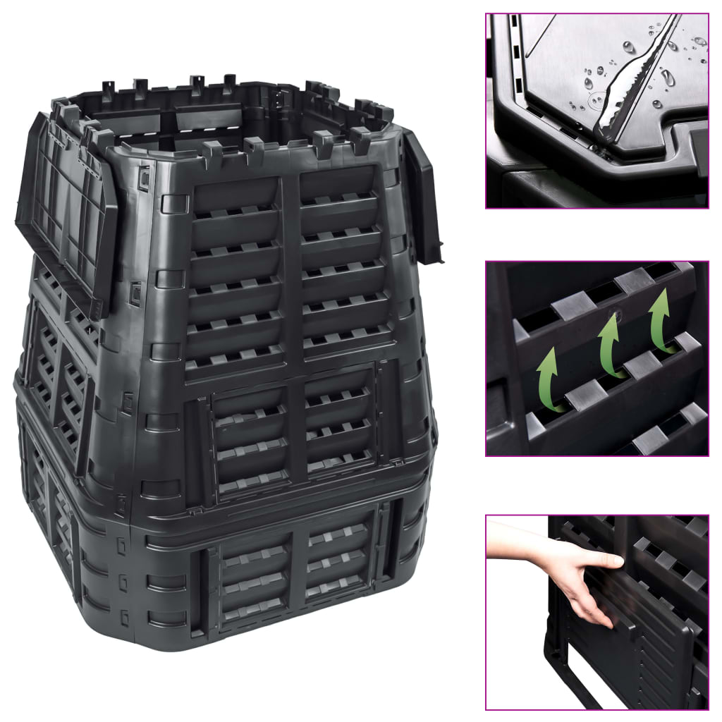 Garden Composter Black 93.3X93.3X80 Cm
