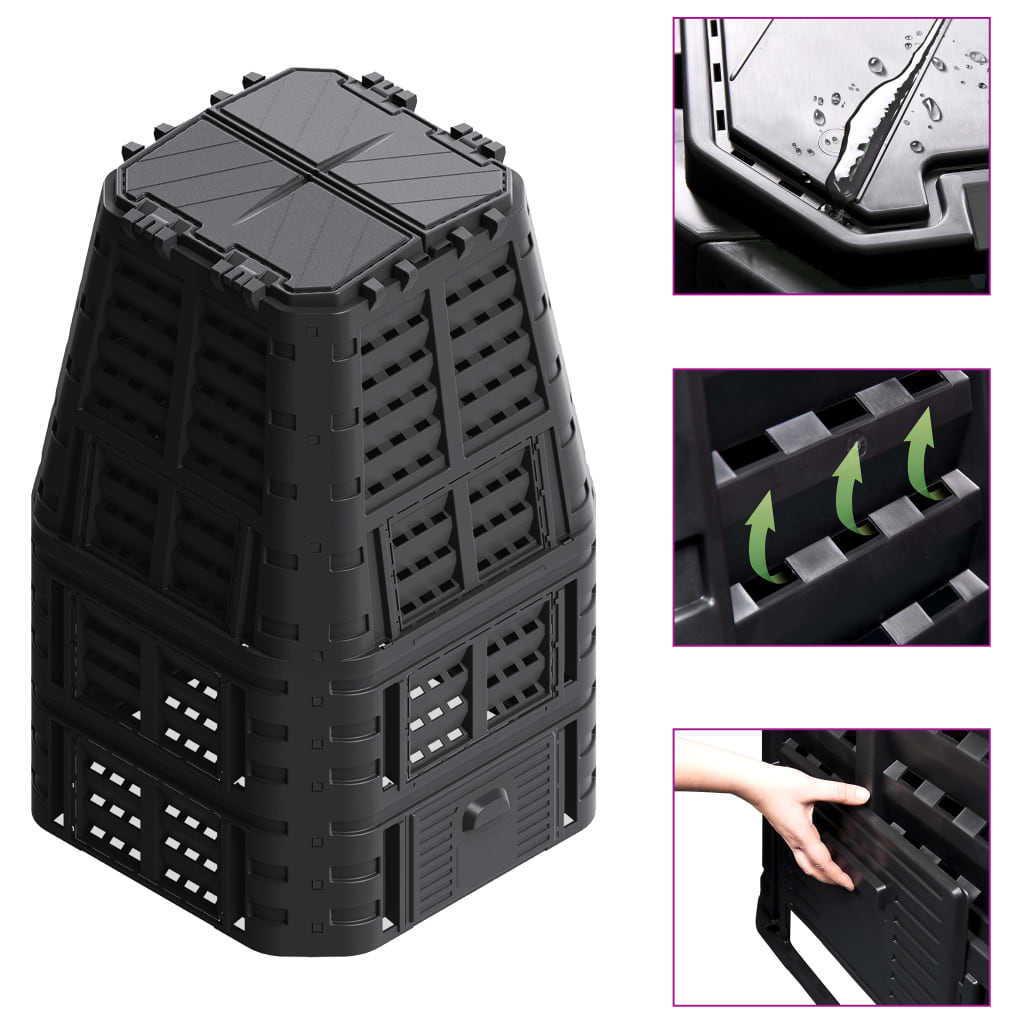 Garden Composter Black 93.3X93.3X80 Cm