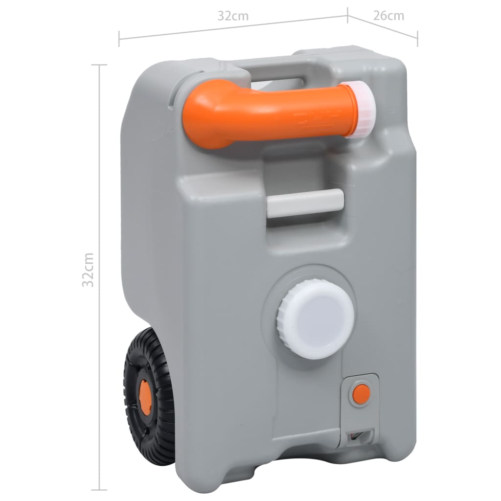 Wheeled Water Tank For Camping 25 L Grey