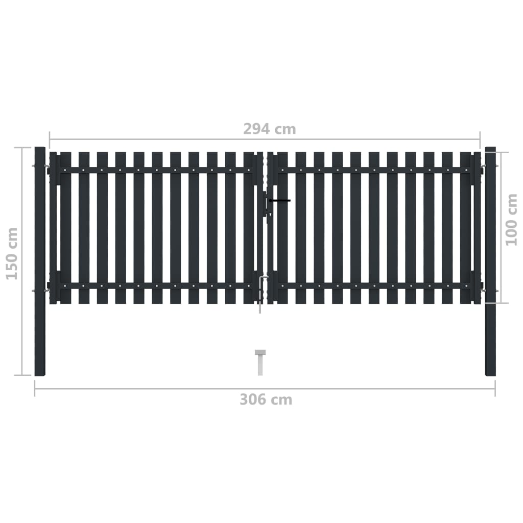 Double Door Fence Gate Steel Anthracite