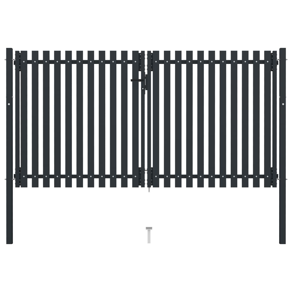 Double Door Fence Gate Steel Anthracite
