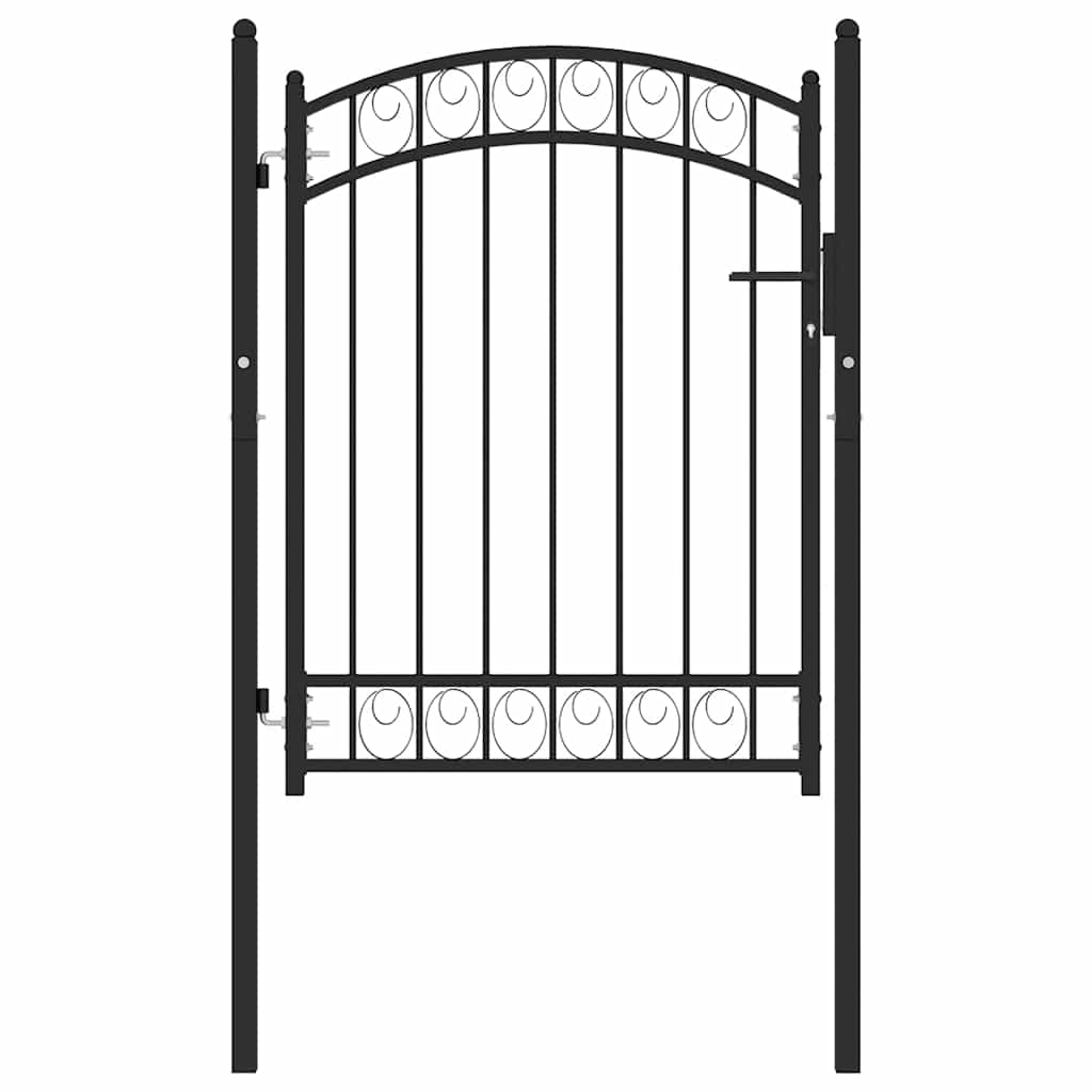 Fence Gate Emmen With Arched Top Steel 100X98.5 Cm