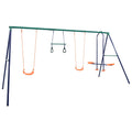 Swing Sets & Playsets Set Gymnastic Rings 4 Seats Steel Blue green and orange 38