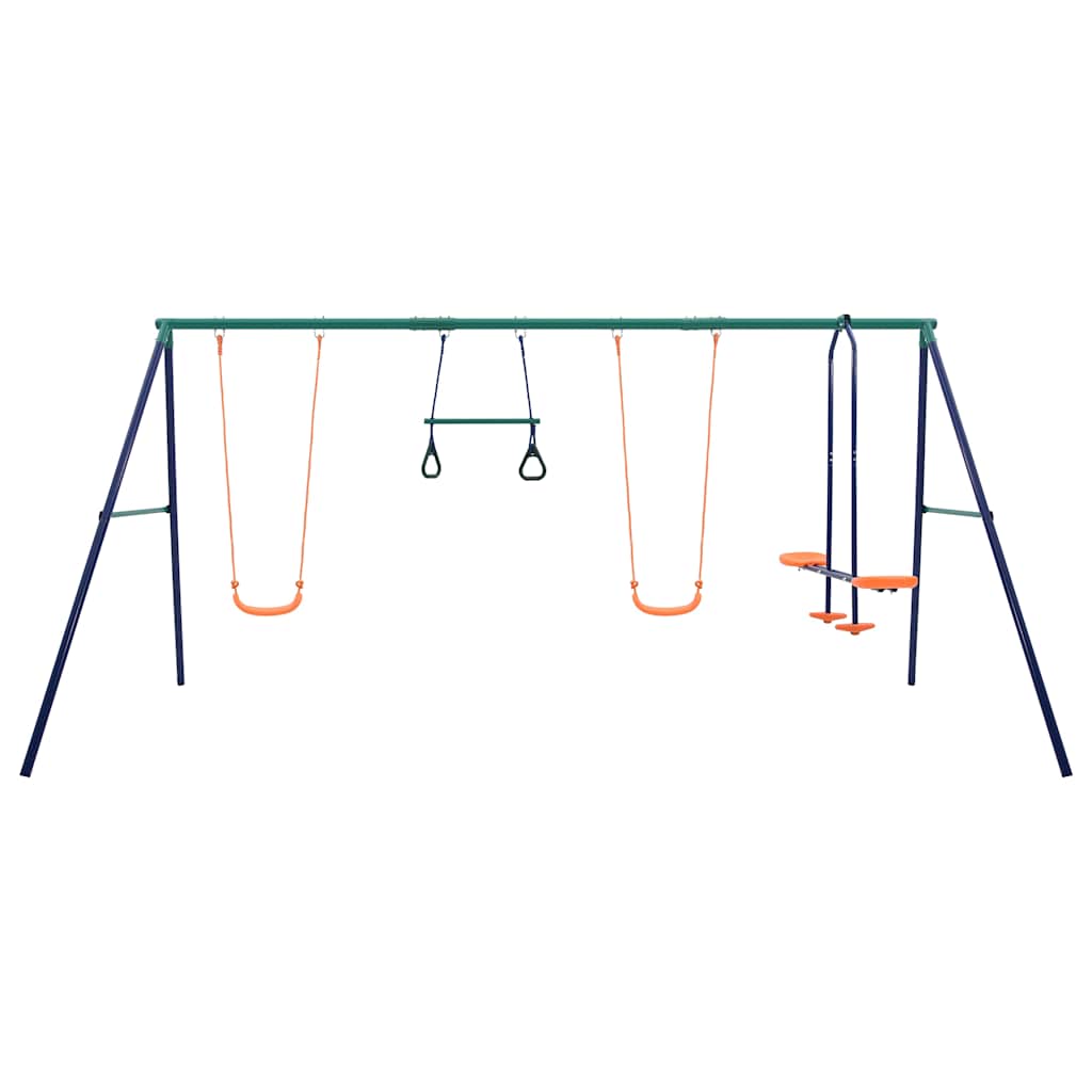 Swing Sets & Playsets Set Gymnastic Rings 4 Seats Steel Blue green and orange 38