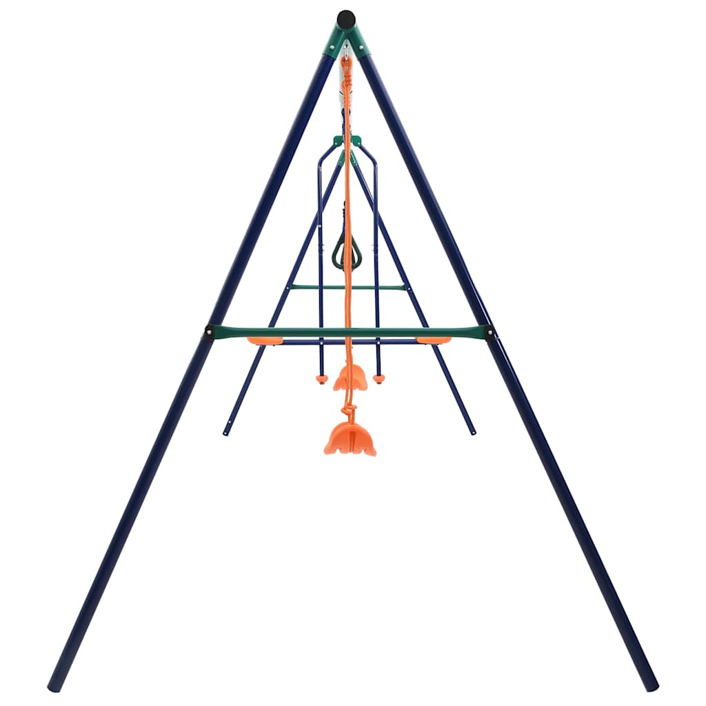 Swing Sets & Playsets Set Gymnastic Rings 4 Seats Steel Blue green and orange 38