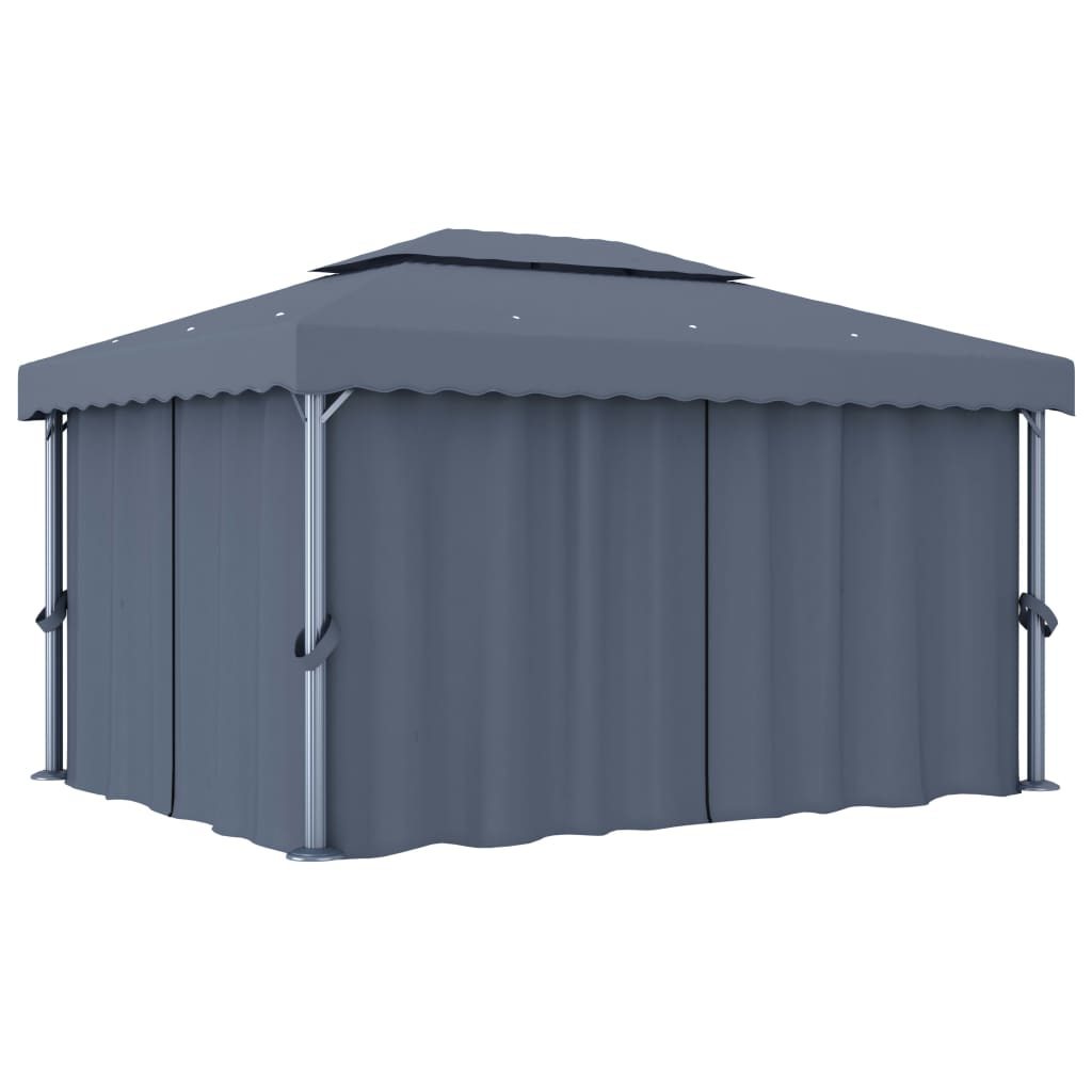 Gazebo With Curtain Cream Aluminium