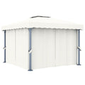 Gazebo With Curtain Cream Aluminium