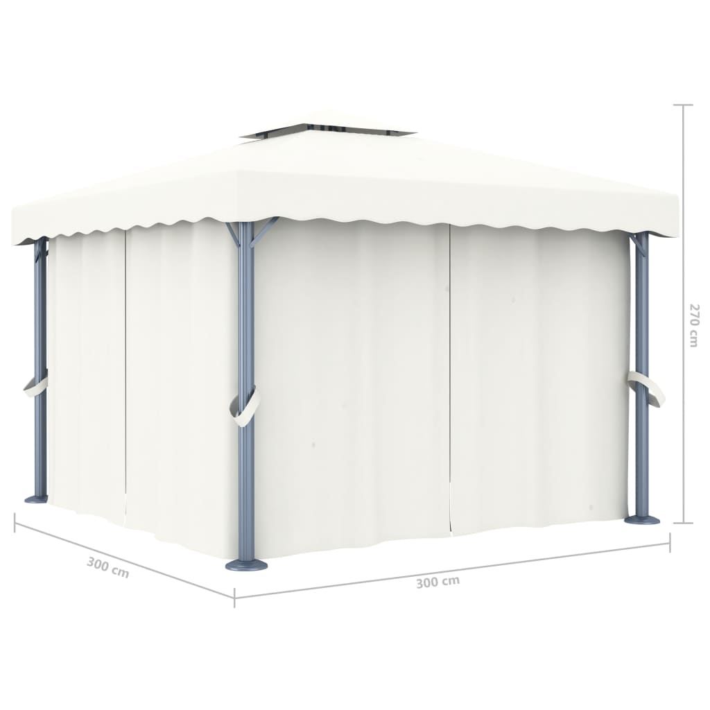 Gazebo With Curtain Cream Aluminium