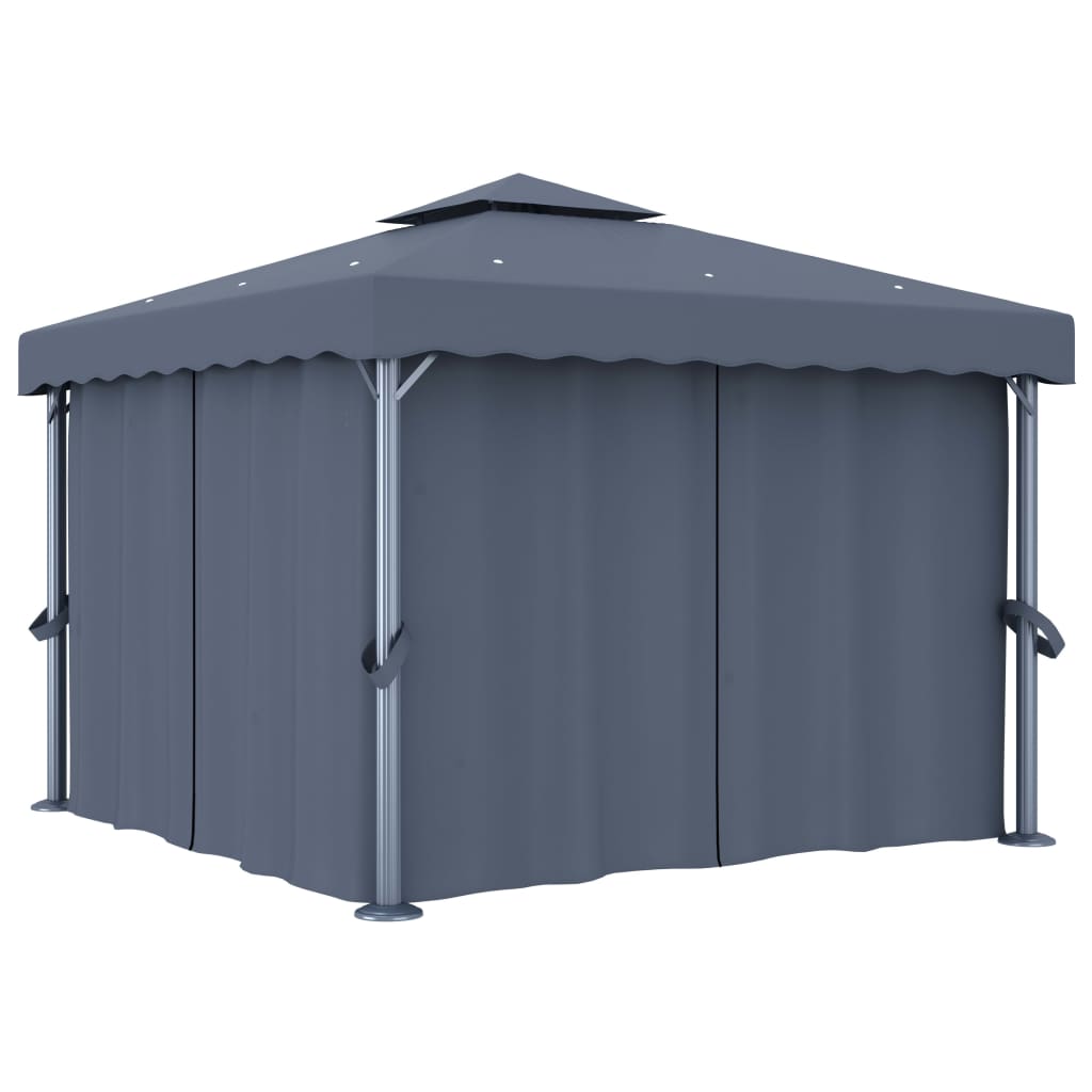 Gazebo With Curtain Cream Aluminium