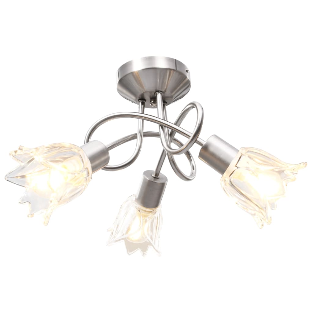 Ceiling Lamp With Transparent Glass Shades For 3 E14 Bulbs