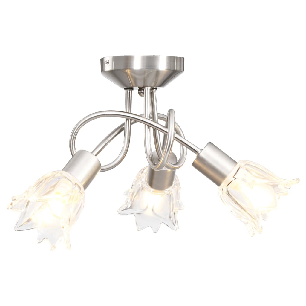 Ceiling Lamp With Transparent Glass Shades For 3 E14 Bulbs