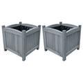Planter 2x Solid Fir Wood Raised Garden Beds Outdoor Boxes 30x30x30cm grey brown