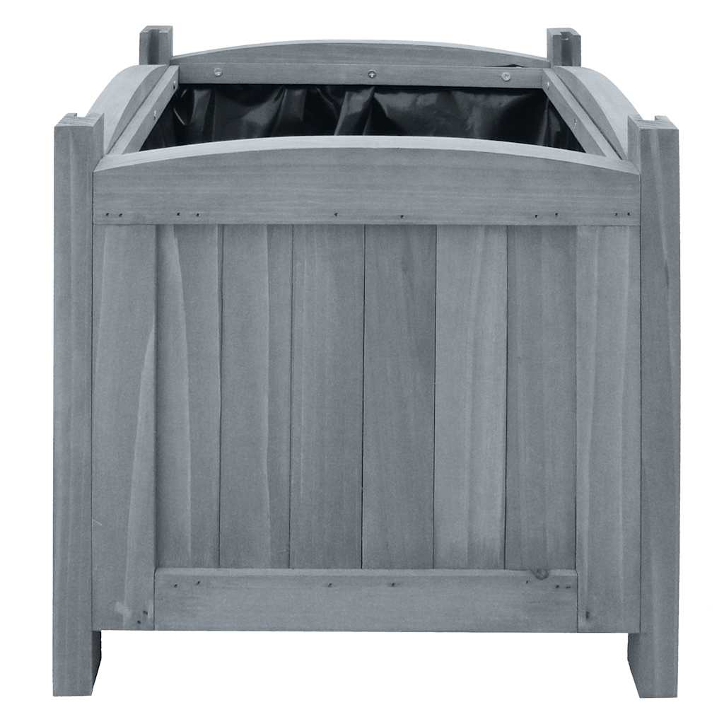 Planter 2x Solid Fir Wood Raised Garden Beds Outdoor Boxes 30x30x30cm grey brown