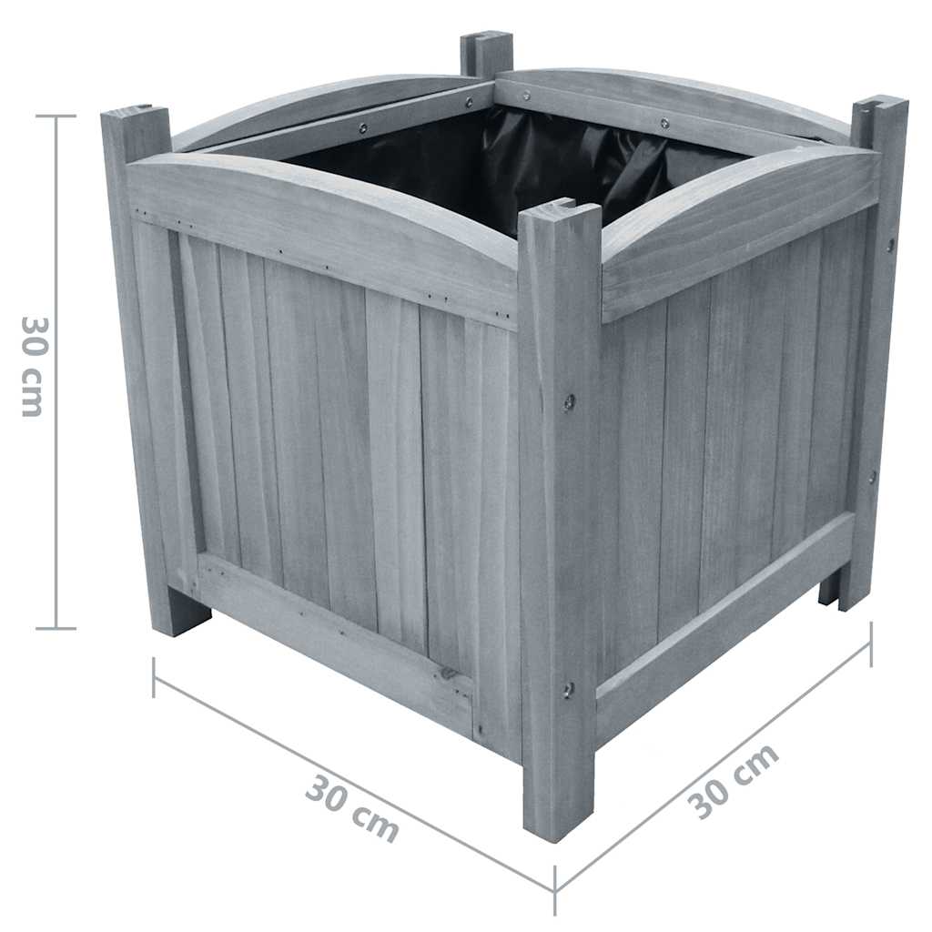 Planter 2x Solid Fir Wood Raised Garden Beds Outdoor Boxes 30x30x30cm grey brown