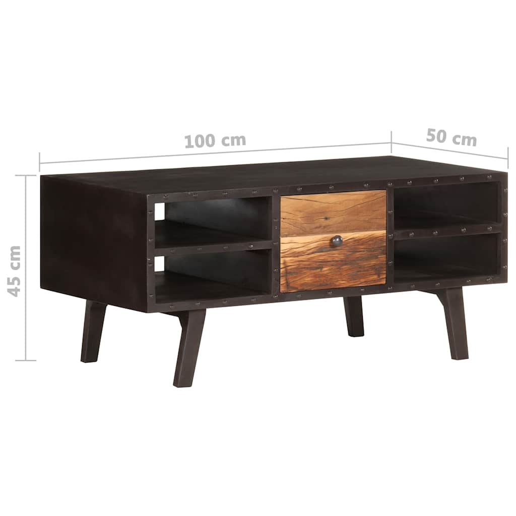 Coffee Table Solid Reclaimed Wood Rustic Living Room Furniture 100x50x45cm MDF 1