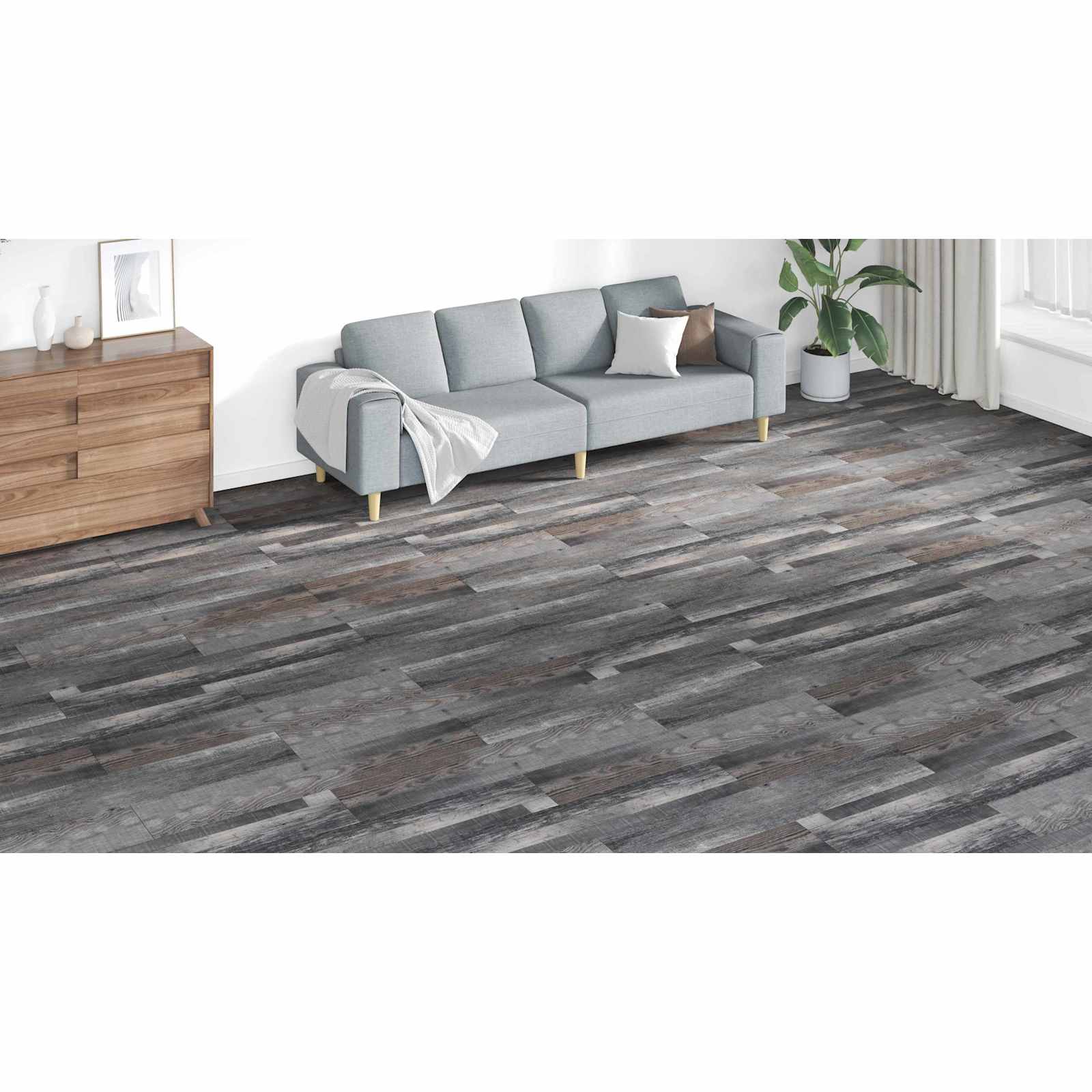 Flooring Planks 18 Pcs Grey 5.26 M² Pvc