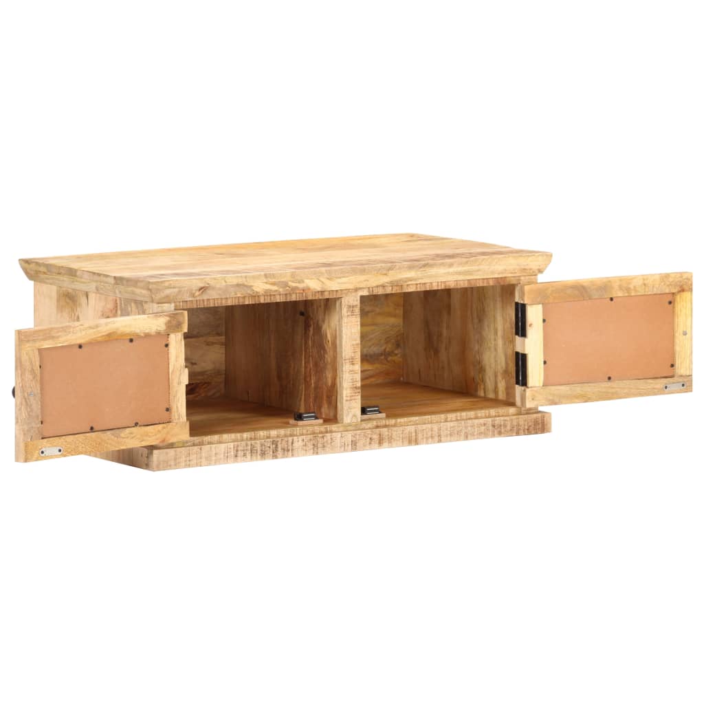Coffee Table 90X50X35 Cm Solid Mango Wood And Natural Cane