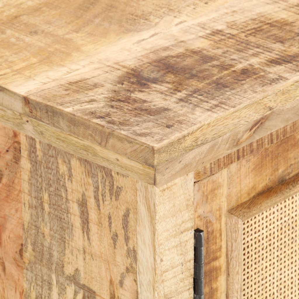 Coffee Table 90X50X35 Cm Solid Mango Wood And Natural Cane