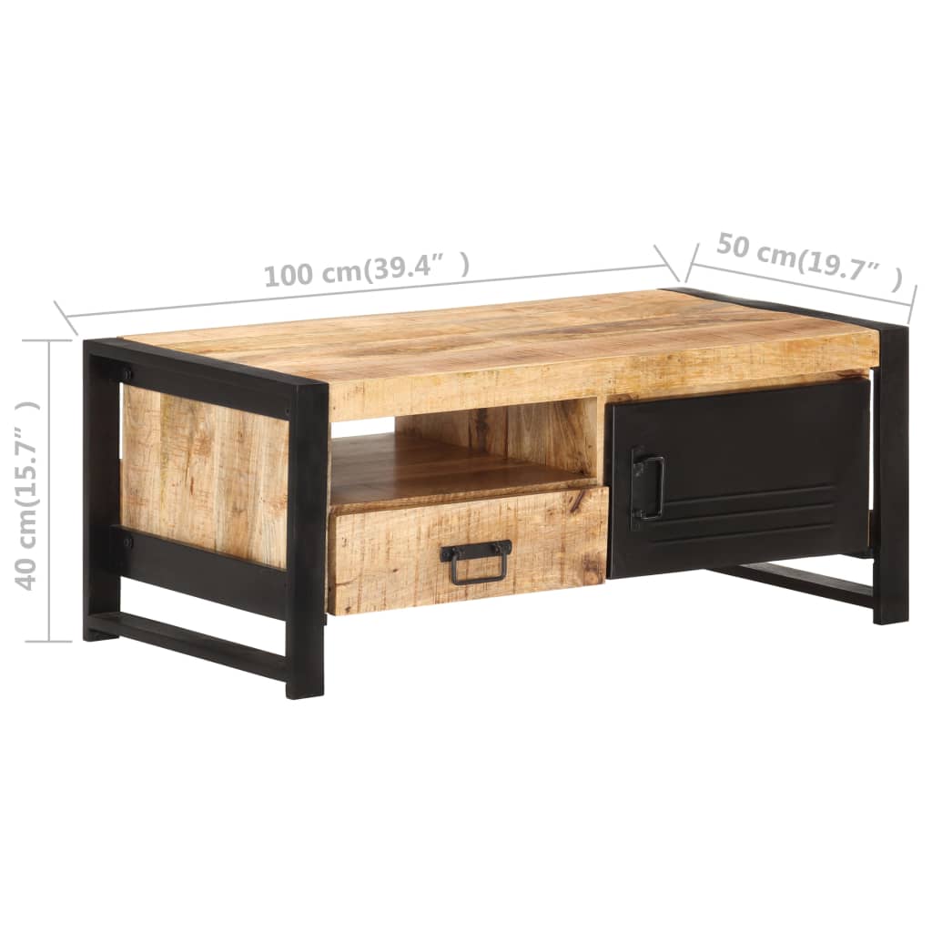 Coffee Table 100X50X40 Cm Rough Mango Wood