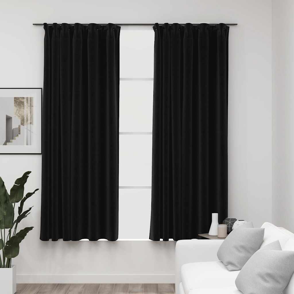 Curtains Blackout Linen 2 Panels Hooks Thermal Eyelet Window Drapes yellow grey