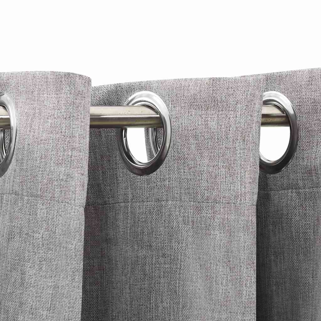 Linen-Look Blackout Curtains With Grommets 2Pcs 140X225Cm