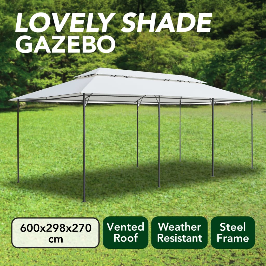 Gazebo 600X298X270 Cm White 180G/M²