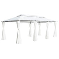 Gazebo With Curtains 600X298X270 Cm White 180G/M²