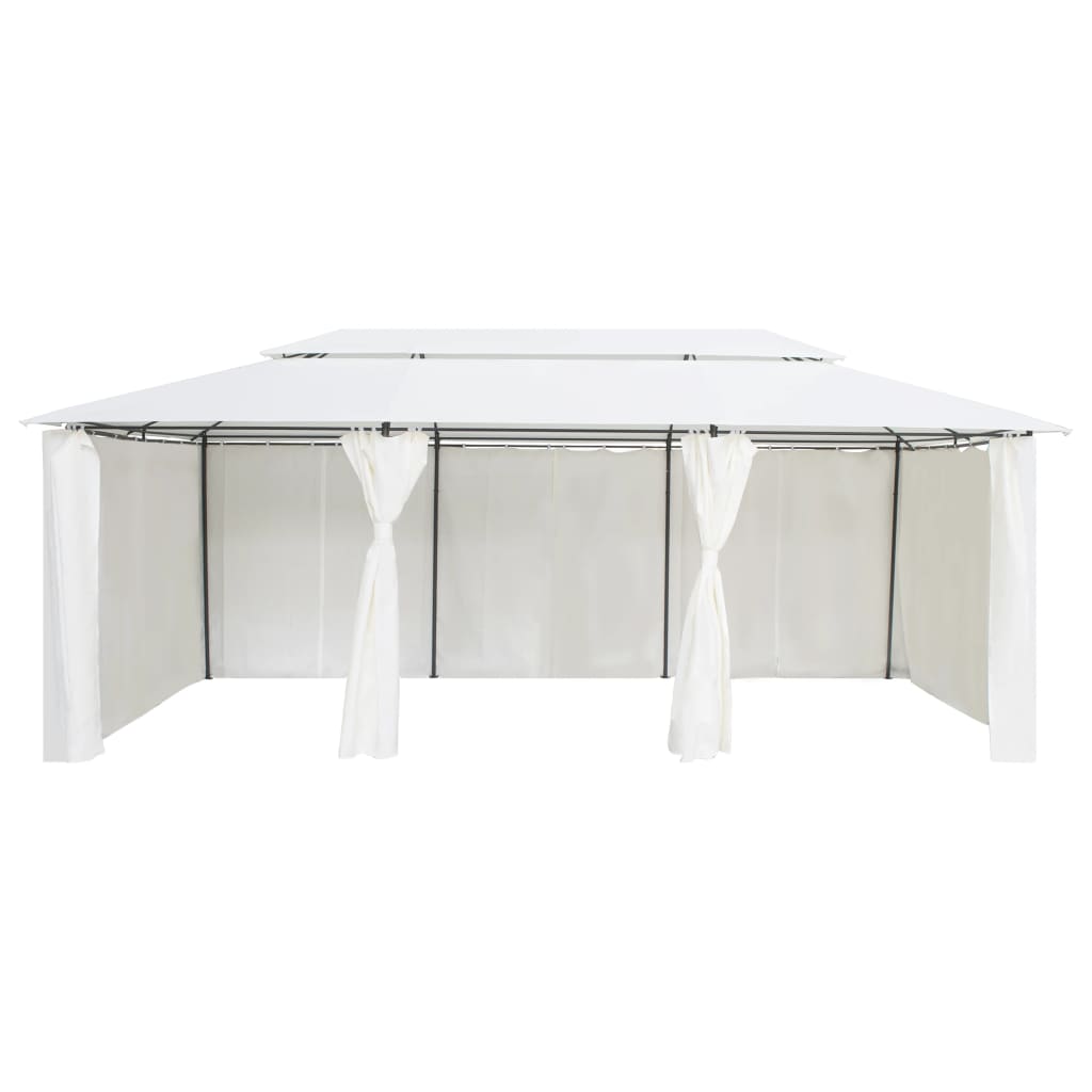 Gazebo With Curtains 600X298X270 Cm White 180G/M²