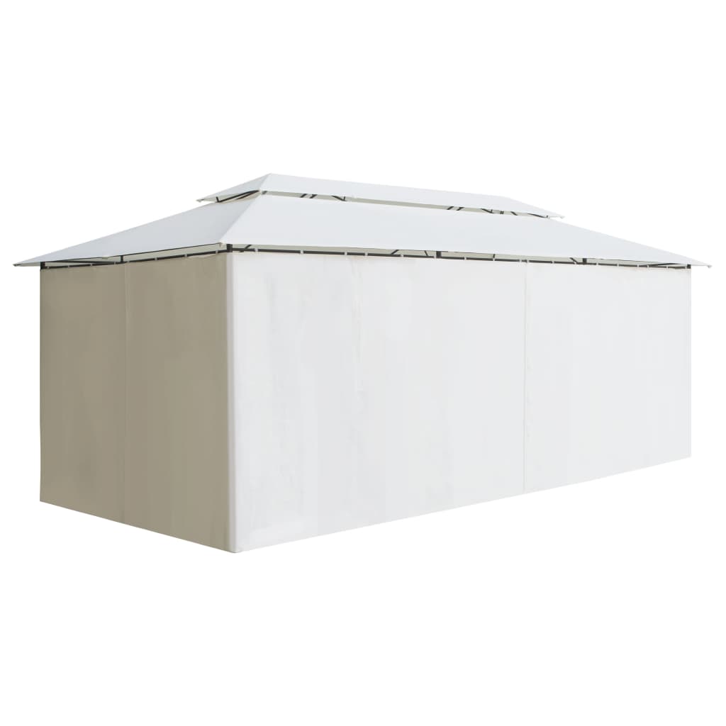 Gazebo With Curtains 600X298X270 Cm White 180G/M²