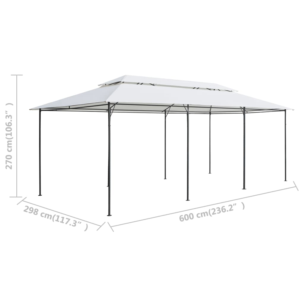 Gazebo With Curtains 600X298X270 Cm White 180G/M²