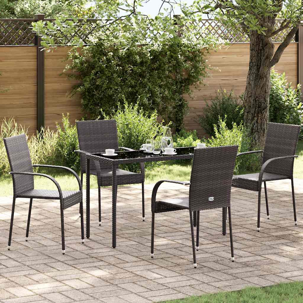 Stackable Outdoor Chairs 4 Pcs Poly Rattan