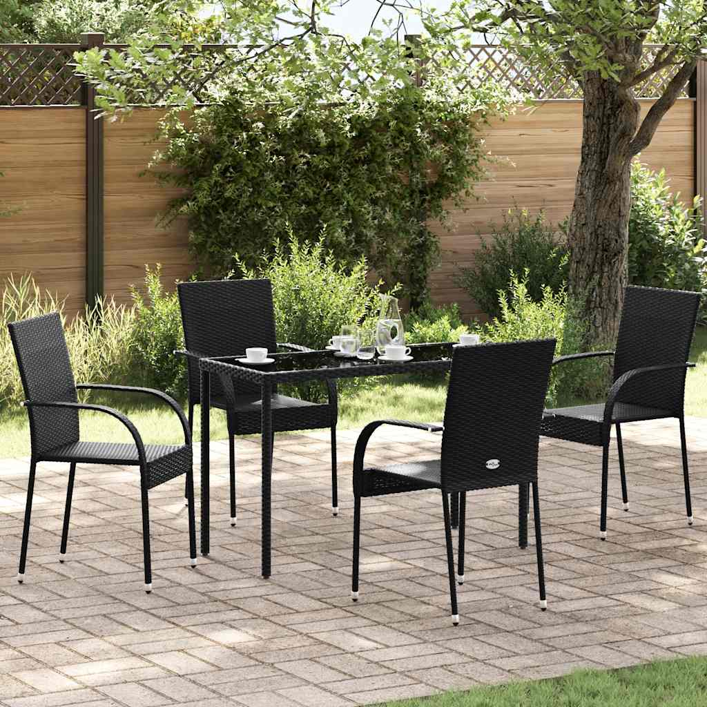 Stackable Outdoor Chairs 4 Pcs Poly Rattan