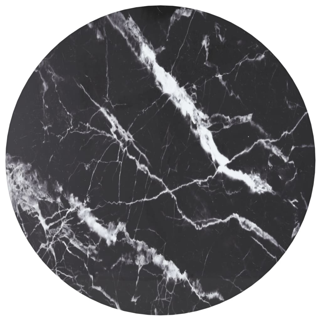 Table Top Black 6 Mm Tempered Glass With Marble Design