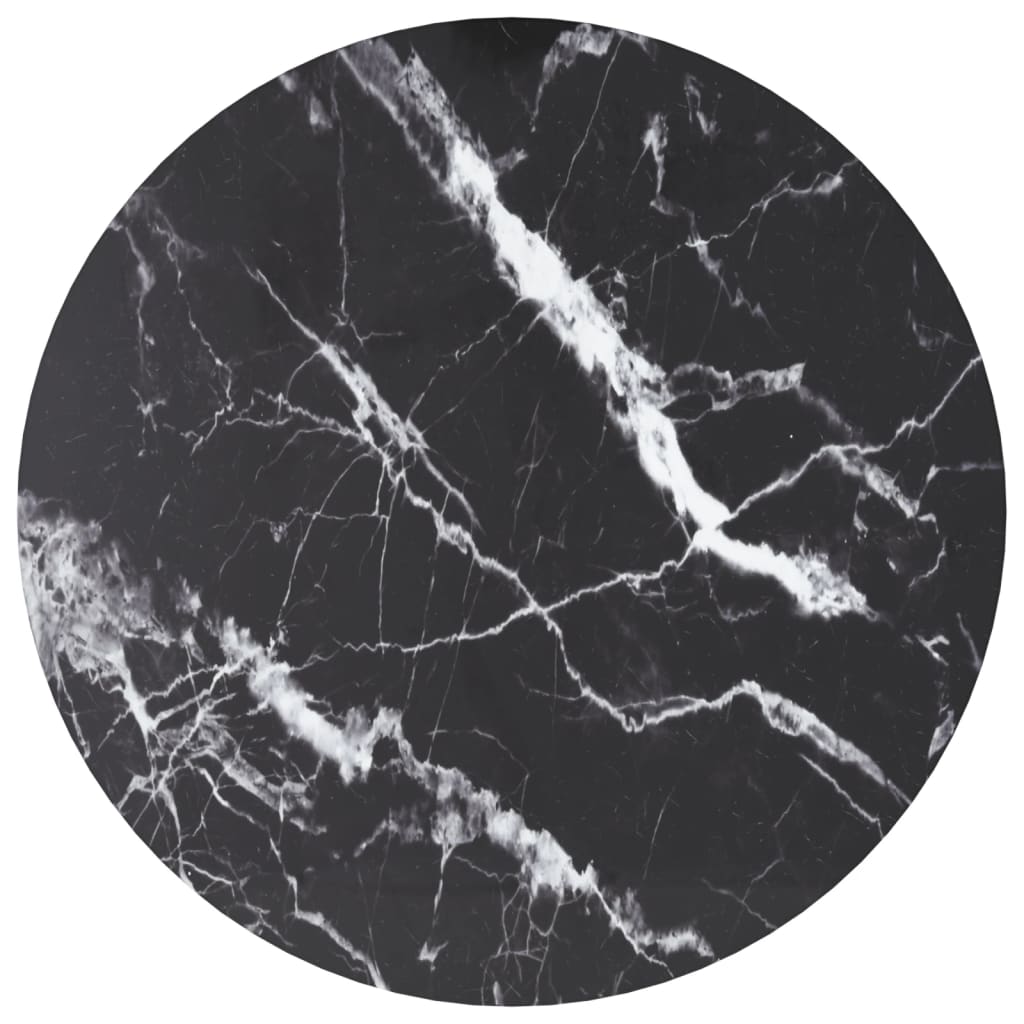 Table Top Black 6 Mm Tempered Glass With Marble Design