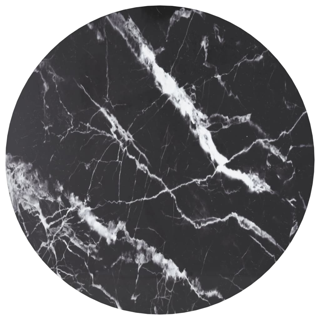 Table Top Black 6 Mm Tempered Glass With Marble Design