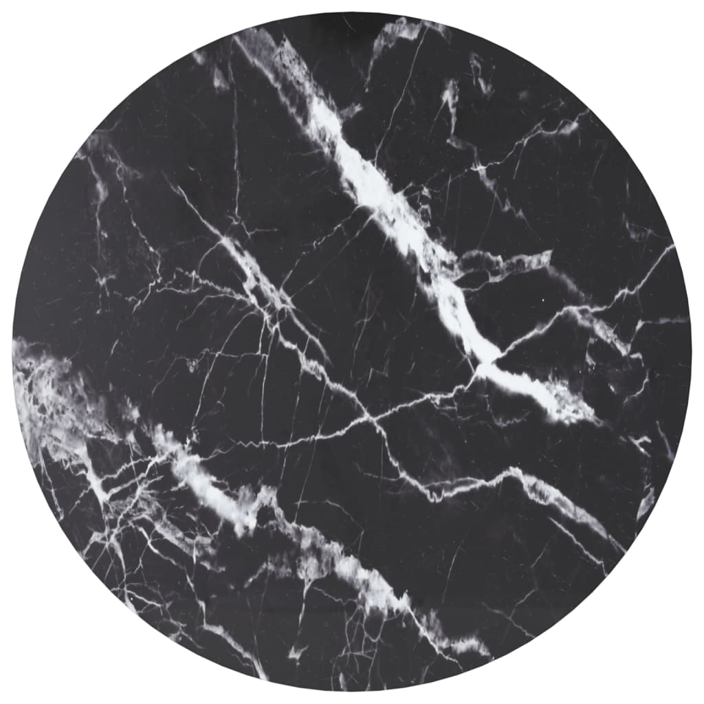 Table Top Black 6 Mm Tempered Glass With Marble Design