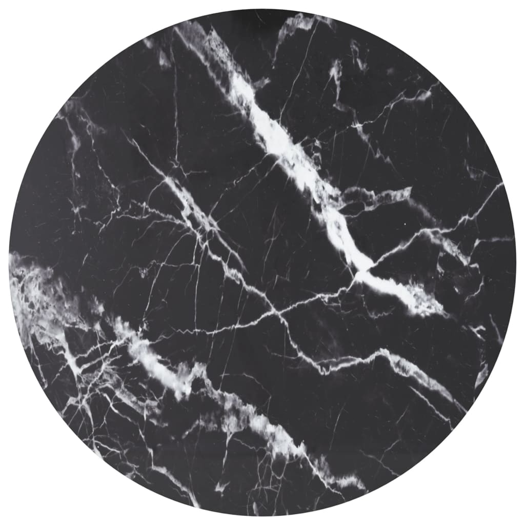 Table Top Black 6 Mm Tempered Glass With Marble Design