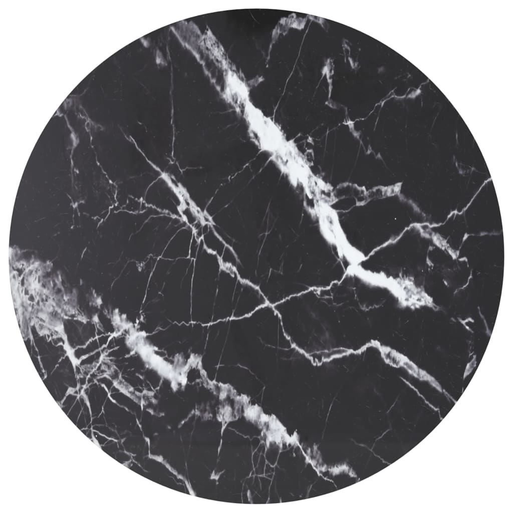 Table Top Black 6 Mm Tempered Glass With Marble Design