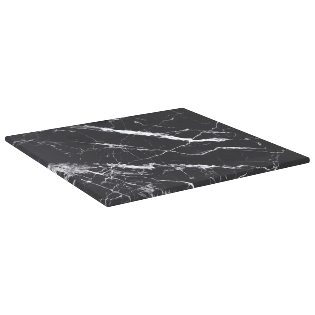 Table Top Black 6 Mm Tempered Glass With Marble Design
