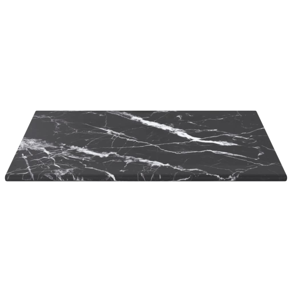 Table Top Black 6 Mm Tempered Glass With Marble Design