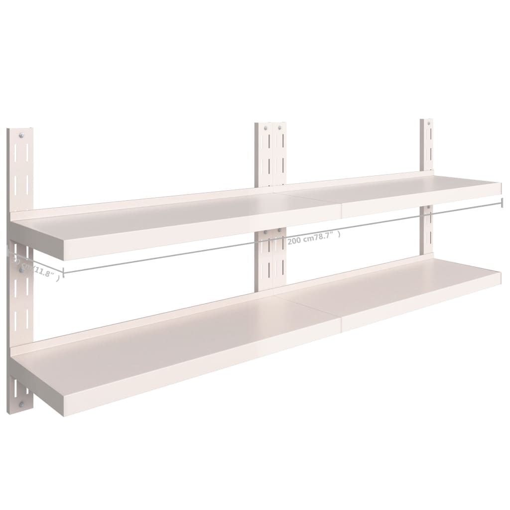 2-Tier Floating Wall Shelves 2 Pcs Stainless Steel